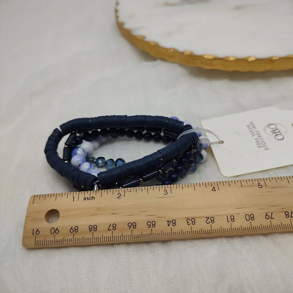 Cato Blue and White Beaded Bracelets